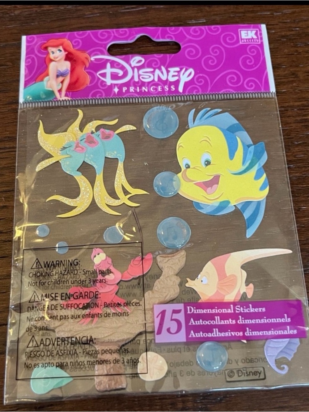 Disney The Little Mermaid Ariel & Friends Dimensional Stickers EK Success NIP